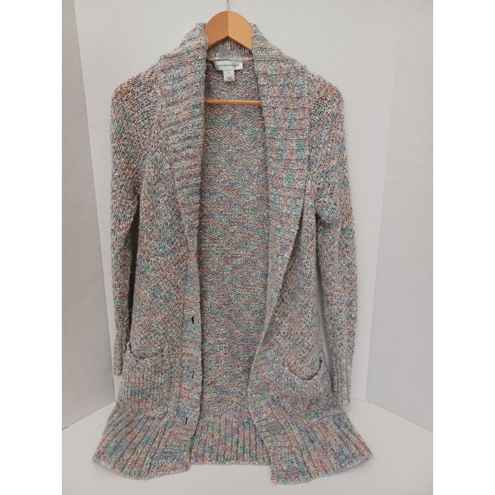 Christopher Banks Multicolor Pastel Glitter Button Cozy Cardigan Womens‎ Small